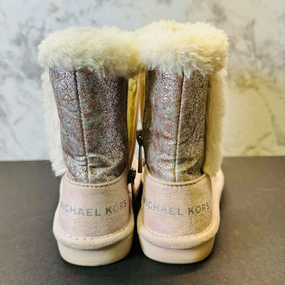 Michael Kors Girls Faux Fur Suede Boot Pink Multi Toddler Girl’s Size 7